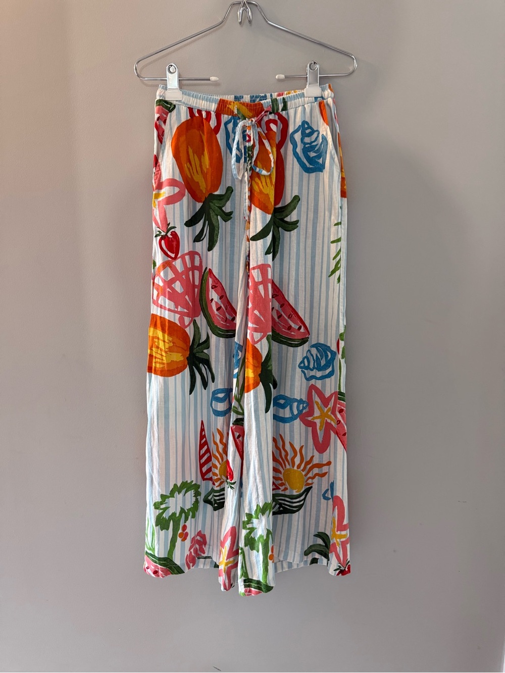 CALYPSO Tropical Fruit Print Wide Leg Lounge Pants - Multicolor, XS